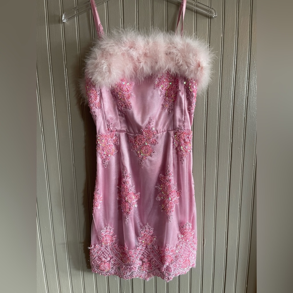 Rare one off dyspnea pink beaded sequin mini dress!
